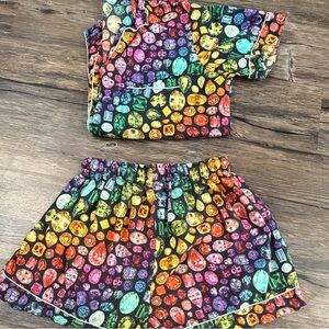 Tashka | Gemstone Rhinestone Jewel Colorful Rainbow Pajama Set size large